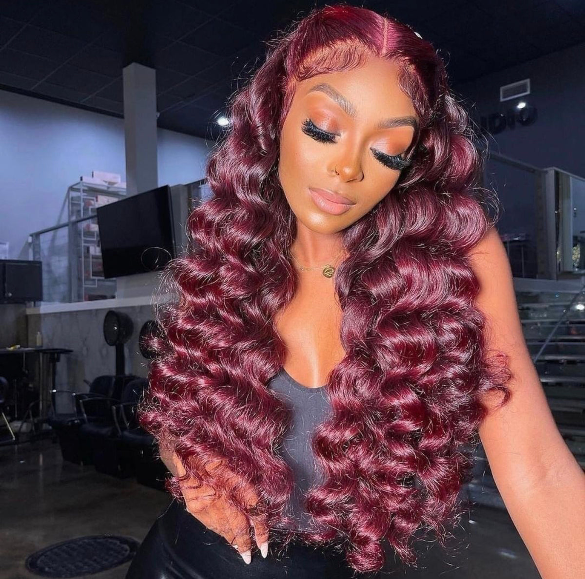 Burgundy 13x4 Transparent Lace Front Wig