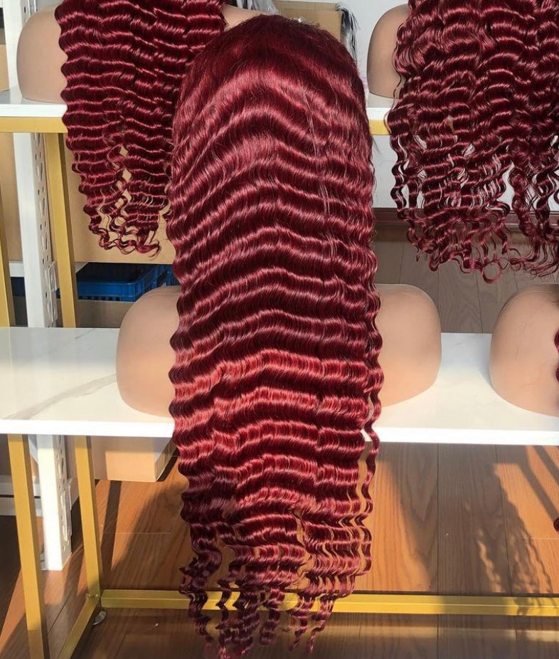 Burgundy 13x4 Transparent Lace Front Wig